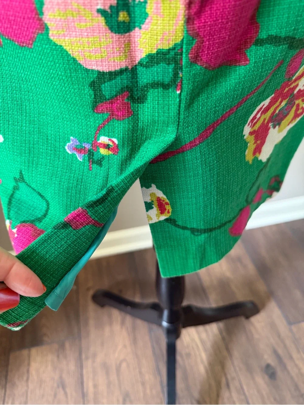 J. Crew Green Floral Pencil Zip Skirt - Vibrant Pink & Yellow Bloom Print Size 6